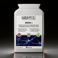 Supplement container labeled 'Misfitz Supplements Brain+' on a dark background