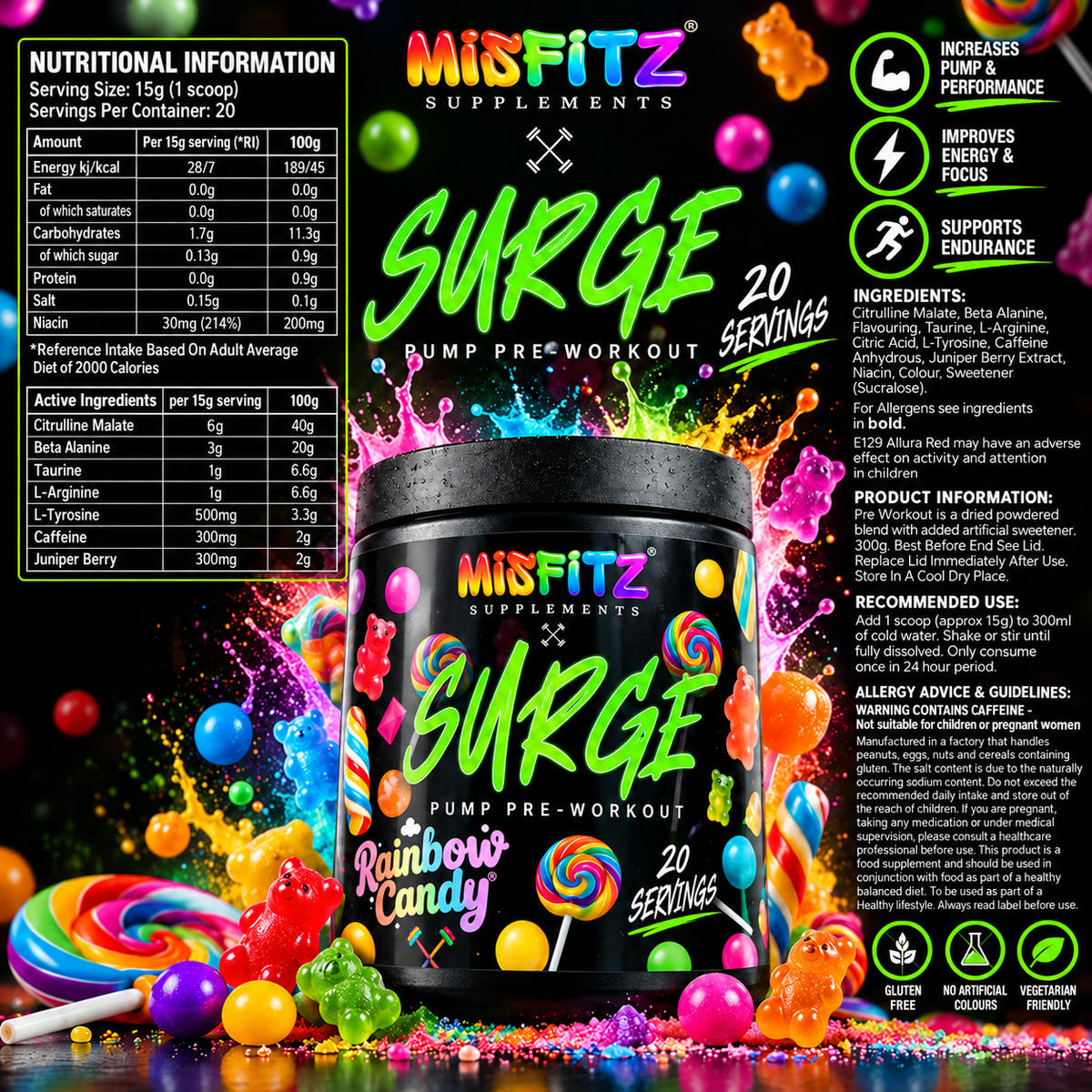 PRE-WORKOUT | SURGE - RAINBOW CANDY