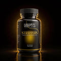 Supplement bottle labeled 'Misfitz Supplements Strippers' on a dark background
