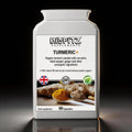 Supplement container labeled 'MIDFITZ Supplements' with turmeric on a dark background